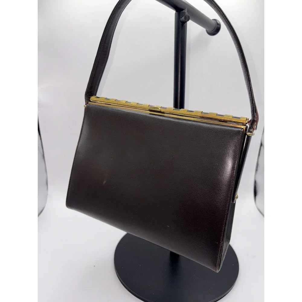 Vintage Collentz Originals Structured Brown Leather‎ Handbag w/ accessories